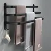 Estante para Toallas de Aluminio Espacial Sin Taladro Barra para Toallas Barra Única Baño Tres Barras Barra Colgante Baño Negro Nórdico Creativo