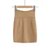 Cl2618-26 Primavera Retro Sexy Cintura Alta Versátil Ajustado Color Sólido Bodycon Falda Corta