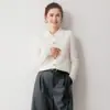 Nuevo cárdigan de punto de un solo botón 100% cachemira con cuello polo para otoño e invierno para mujer, suéter abrigo versátil de punto trenzado de manga larga