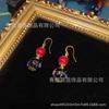 Pendientes de piedra de ágata roja con esmalte de color medio antiguo occidental chapados en oro 18 realmente brillante, textura de lujo ligera, nicho versátil