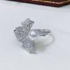Accesorios DIY S925Accesorios DIY S925 Plata Esterlina Precioso Anillo de Perlas Soporte Vacío Soporte de Anillo Abierto 8-10