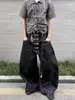Fivela de Avião Retro Americana Design Jeans Cru Jeans Scimitar Unissex Silhueta Baggy Caimento Solto Calça Comprida