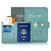 Portapasaportes de Cuero PU con Sensación de Piel Transfronterizo con Costura a Mano Protector de Pasaporte de Cuero Este Set con Hebilla Bolso para Pasaporte