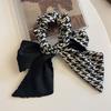 Houndstooth Tecido Cor Correspondência Bowknot Estilo Francês Preto e Branco Estilo Elegante Fita Cabeça Corda Corda Cabelo Mulheres