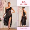 Vestido largo sexy OZON de un solo hombro transparente con lentejuelas, volantes irregulares y abertura alta, vestido elegante para mujer 1218
