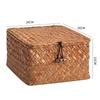 Caja de almacenamiento de escritorio mimbre paja tejida caja de regalo con tapa a prueba de polvo cesta para artículos varios caja de regalo creativa hecha a mano caja de joyería