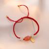 Pulsera para Mujer, Diseño Original Ágata Candado de la Paz, Nuevo Estilo Chino Colgante de la Paz Jade Hetian, Pulsera de Cuerda Roja, Pulsera Elegante