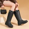 Botas de Lluvia Gruesas Impermeables Cálidas Antideslizantes de Tubo Alto para Cocina para Mujer, Zapatos de Goma para Mujer Adulta