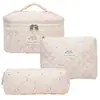 Bolsa Cosmética Portátil Grande Capacidade Floral Pequeno Armazenamento Algodão Acolchoado Portátil Flores Fofas Ins Viagem Estudantes