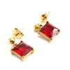 Brincos de diamante novos de aço titânio transfronteiriço brincos de aço inoxidável moda ins estilo retangular brincos de zircão brincos