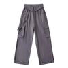 Calça Cargo Feminina da Moda com Lapela Grande, Bolsos Duplos, para Fotografia de Rua, Nova, Solta, Casual, Calça de Perna Larga para Celebridade da Internet