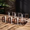 Nuevo Juego de Tazas de Té de Vidrio Estilo Chino para Uso en Casa en la Sala de Estar, Taza de Agua Resistente a Altas Temperaturas con Mango de Madera, Taza de Lujo de Gama Alta para Oficina