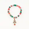 Joyería Transfronteriza Europea y Americana Navidad Pulsera de Cuentas de Arcilla Polimérica Suave Regalo Pulsera de Papá Noel Pulsera de Contraste de Color Festivo