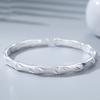 Explosiones en Vivo Pulsera de Bambú Chapada en Plata Frosted para Mujer Legado Antiguo Anillo con Pin Pulsera Abierta de Plata Pulsera Abierta