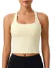 Chaleco Deportivo Cruzado de Tela Cepillada con Espalda Nadadora para Mujer, Ajustado de Secado Rápido Casual para Correr Fitness Ropa de Yoga 8819