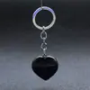 Colgante con Forma de Corazón Transfronterizo 30*12mm Llavero Piedra Natural Cristal Rosa Corazón de Melocotón Joyería DIY Más Vendida