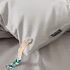 Conjunto de Roupa de Cama Minimalista Estilo Japonês de Alta Qualidade, 80 Fios, Algodão Tencel Lyocell, Capa de Edredom, Lençol, Lençol com Elástico, Conjunto de Quatro Peças, Cor Sólida, Estilo para Todas as Estações