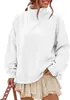 2026 Ropa de Mujer Transfronteriza de Comercio Exterior Europeo y Americano Amazon Más Vendido Sudadera Casual Holgada de Cuello Semi-alto con Dobladillo Dividido y Bolsillos