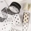 Puntos de Polka Ligera Fluida Gasa de Nieve Cinta de Seda Boda DIY Nudo de Lazo Flor Caja de Regalo Accesorios para el Cabello Tocados Cinta de Gasa de Puntos Cinta Tejida