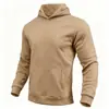 Moletom com capuz forrado em fleece masculino 220g, esportivo casual moderno, cor sólida, manga longa, estilo pullover, simples, casual e com corte solto