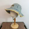 Sombrero de Pescador de Mezclilla de Ala Ancha Estilo Coreano para Niña Versátil Ala Ancha Rostro Mostrado Sombrero de Cubo Pequeño Sombrero Retro Rave Sombrero para el Sol para Hombre