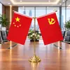 Base de mástil de bandera de escritorio de oficina de fábrica Adorno de escritorio totalmente metálico Tipo Y Chapado en oro Fiesta de negociación Bandera Personalizada de oficina