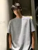 Marca de Moda Americana High Street Camiseta de Manga Corta con Hombro Normal para Hombre Verano Pareja Camiseta de Peso Pesado Estructura de Capa Interior Manga Media Moderna
