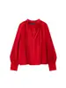 Exportación Transfronteriza Ropa de Mujer 2025 Otoño Moda Europea y Americana Diseño Holgado Cuello en V Manga Linterna Camisa Elegante para Mujer