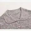 Estilo Nuevo Primavera y Verano para Mujer Camisa Polo de Cáñamo Cuello Polo Medio Abierto Verano Casual Simple Moda Top de Manga Corta Fsy60505