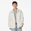 Jaqueta workwear retro americana com gola alta para homens, jaqueta aviador com design patchwork da moda para primavera e outono, jaqueta baseball curta