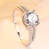 Anel de Casamento de Prata 925, Casamento Feminino Moderno que Não Desbota Quatro Garras 1 Quilate Gema Linha Diamantes Anel de Noivado, Exquisito