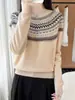Nuevo Suéter de Punto Redondo de Lana Pura Jacquard Fair Isle de Manga Larga para Mujer Otoño/Invierno 2026
