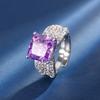 Otoño e Invierno nuevo estilo Joyería Zhuang Sheng Corte Flor de Hielo Diamante de Alto Carbono Cobre Diamante Incrustado Elegante Anillo Cuadrado de Princesa Femenino 10*10