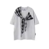Camiseta de Manga Corta para Hombre, Marca de Tendencia Estilo Americano 2025, Parche de Lazo, Diseño Holgado de Verano, Top de Cuello Redondo de Nicho
