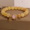 Pulsera de Cristal Amarillo de Piedra Natural para Mujer, Nuevo Estilo de Celebridades de Internet, Transmisión en Vivo, Pulsera Marca Fortune para Regalo de Novia