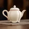 Tetera Pequeña Esmaltada con Grasa Color Arena de Horno Ru Hecha de Fábrica para Preparar Té, Tetera de Cerámica, Tetera Individual para una Persona, Utensilio de Té, Juego de Té Kung Fu