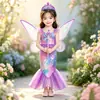 Vestido Nuevo de Princesa Sirena para Halloween para Niñas Grandes, Vestido con Alas de Cumpleaños, Vestido de Baile de Presentación