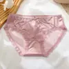 Bragas sin costuras de cintura media, puramente sensuales y sexys, con ribete de encaje satinado y fuelle de seda, calzones transpirables y que realzan el trasero para mujer
