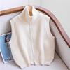 Chaleco de punto con cuello alto, sencillo y cómodo, con doble cremallera, estilo nuevo y elegante para principios de otoño, camiseta básica adelgazante que combina con todo.