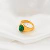 Anillo Joyería de Acero Inoxidable Oro 18K Europeo y Americano con Piedra Ojo de Tigre Ovalada Obsidiana Anillo de Acero de Titanio Elegante Retro