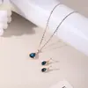 Conjunto Europeu e Americano Transfronteiriço Elegante Azul Royal de Alta Qualidade Colar e Brincos Gota Conjunto Moda Feminina Nova Nicho Joias Atacado