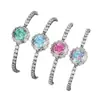 Nuevo Brazalete Huabi de Joyería para Otoño e Invierno Estilo Retro Europeo y Americano Rosa Artificial Cortado Piedra de Color Piedra Principal para Mujer 10mm