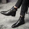 Botas Martin de otoño para hombre, de gran tamaño, estilo británico, puntiagudas, informales, de una sola capa, estilo vintage, de cuero de caña alta, 3057