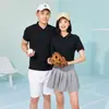 Gola lapela roupa de trabalho logo estampado garçom de restaurante camiseta de manga curta cor sólida camisa de publicidade roupa de verão estampada