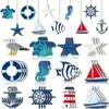 Artesanía de Madera de Verano Transfronteriza Decoración Náutica Mini Salvavidas Doméstico Estrella de Mar Velero Colgante de Decoración Costera