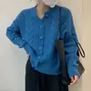 Suéter Cardigan Tricô Simples Gola Redonda Outono/Inverno 2026 Novo Retrô Solto Versátil Casaco de Tricô Feminino