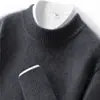 Nueva Ropa de Punto de Cachemira Media Cuello Alto Color Sólido Tejido Espeso Camiseta Base Holgada Ropa Interior Casual para Hombre Otoño e Invierno