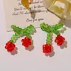 Série de frutas trançadas feitas à mão cerejas de cristal DIY alfinetes de roupa estilo vintage, brincos, flores para sapatos, acessórios de broche para roupas e chapéus