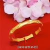 Pulsera de bambú rica en oro y arena de Vietnam, chapada en latón, oro de 24 quilates, pulsera abierta con hoja de bambú y arena clara, joyería de oro de imitación al por mayor