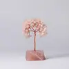 Adorno de árbol de cristal natural, estilo europeo y americano, hecho de piedra triturada y tejido con alambre de cobre, piedra en bruto de cristal rosa, árbol de la vida, árbol de la fortuna de cristal